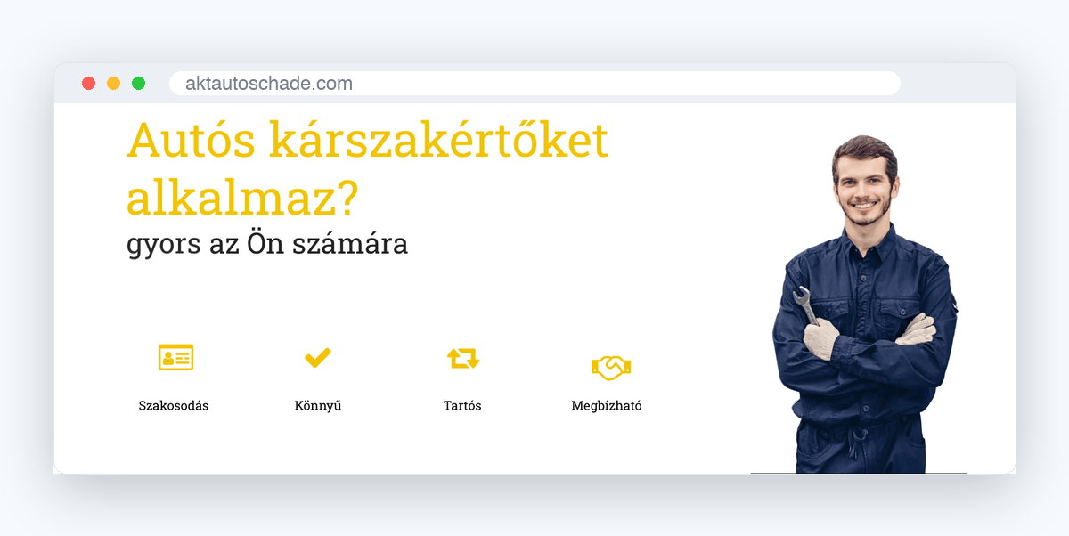 Website van AKT Autoschade, schermafbeelding uit de klantcase