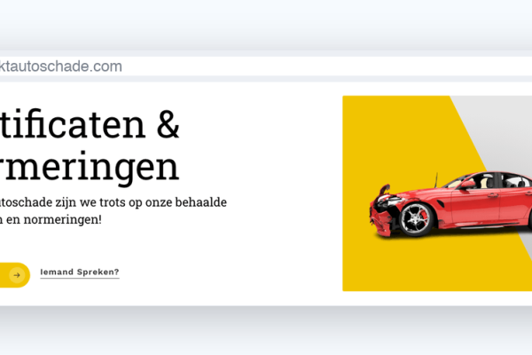 Website van AKT Autoschade, schermafbeelding uit de klantcase