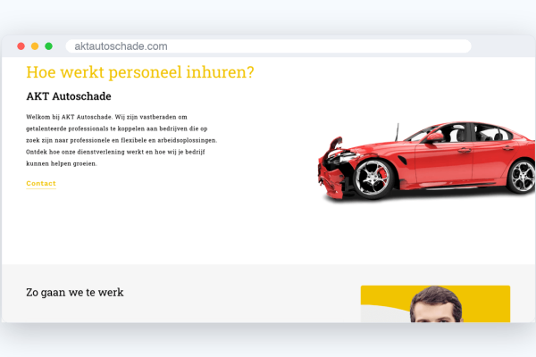 Website van AKT Autoschade, schermafbeelding uit de klantcase