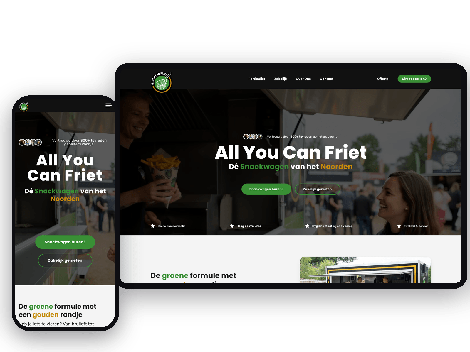 Website van All You Can Friet, schermafbeelding uit de klantcase