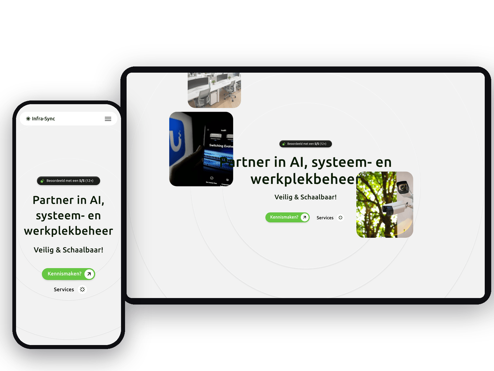 Website van Infra-Sync op tablet en telefoon