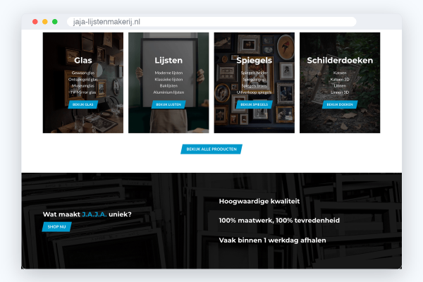 n2-jaja-b3 Website van J.A.J.A. Lijstenmakerij, schermafbeelding uit de klantcase
