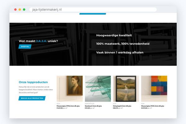 n2-jaja-b5-v3 Website van J.A.J.A. Lijstenmakerij, schermafbeelding uit de klantcase