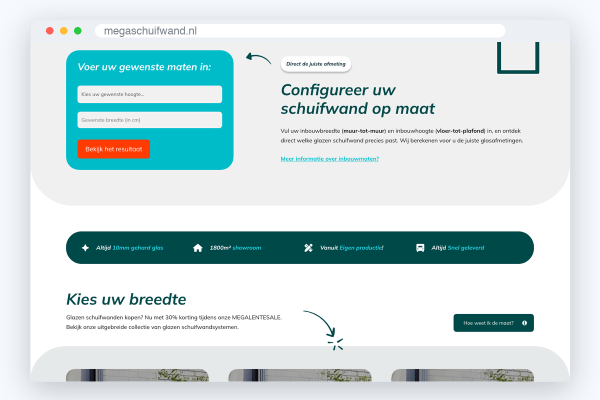 Webshop van Megaschuifwand, schermafbeelding uit de klantcase