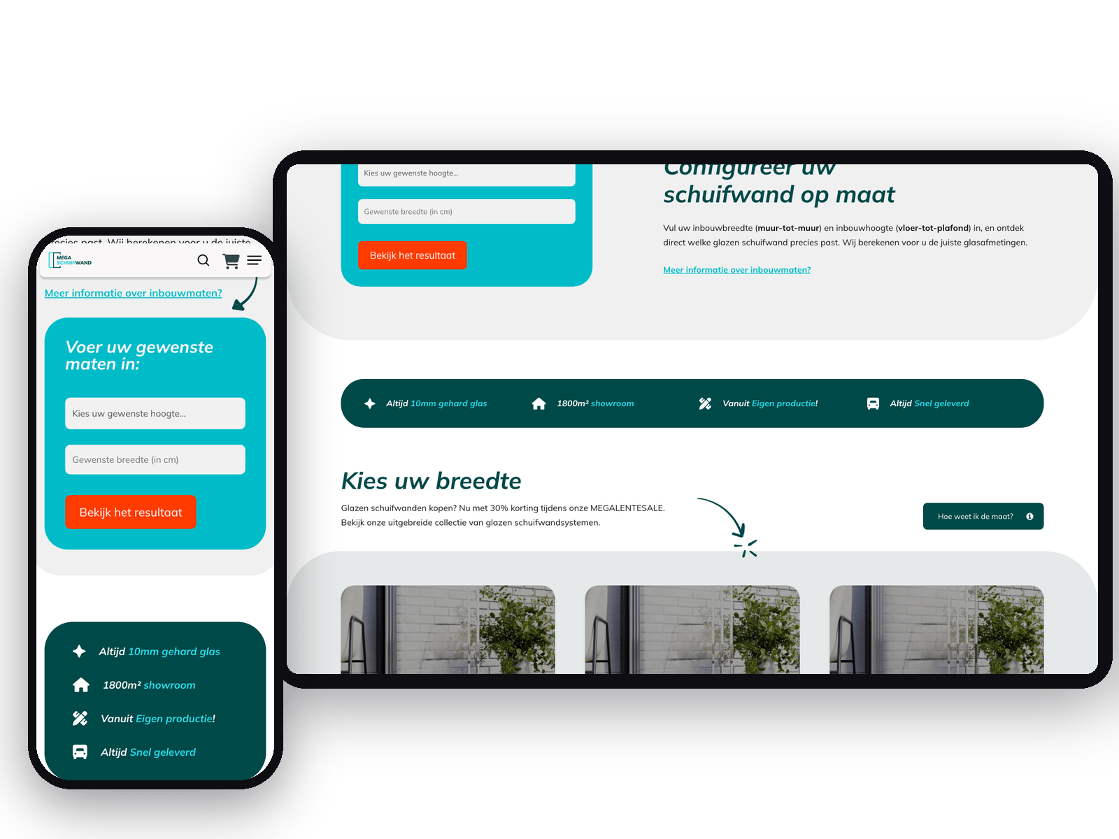 Webshop van Megaschuifwand op tablet en telefoon