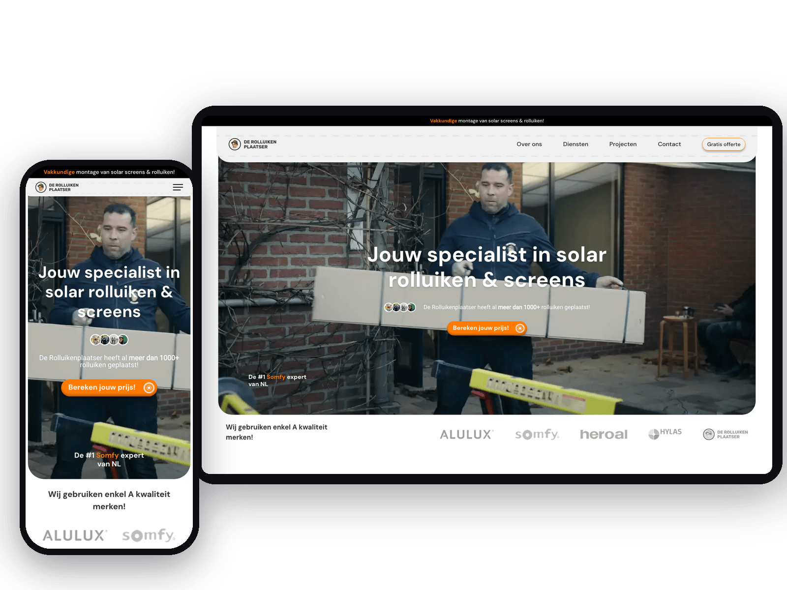 Website van De Rolluikenplaatser, schermafbeelding uit de klantcase