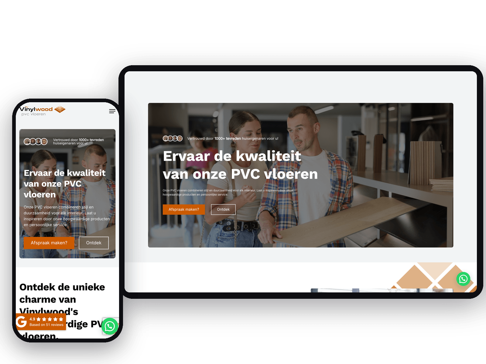Website van Vinylwood, schermafbeelding uit de klantcase