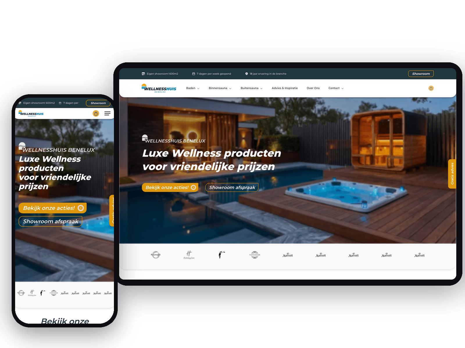 Website van Wellnesshuis Benelux, schermafbeelding uit de klantcase