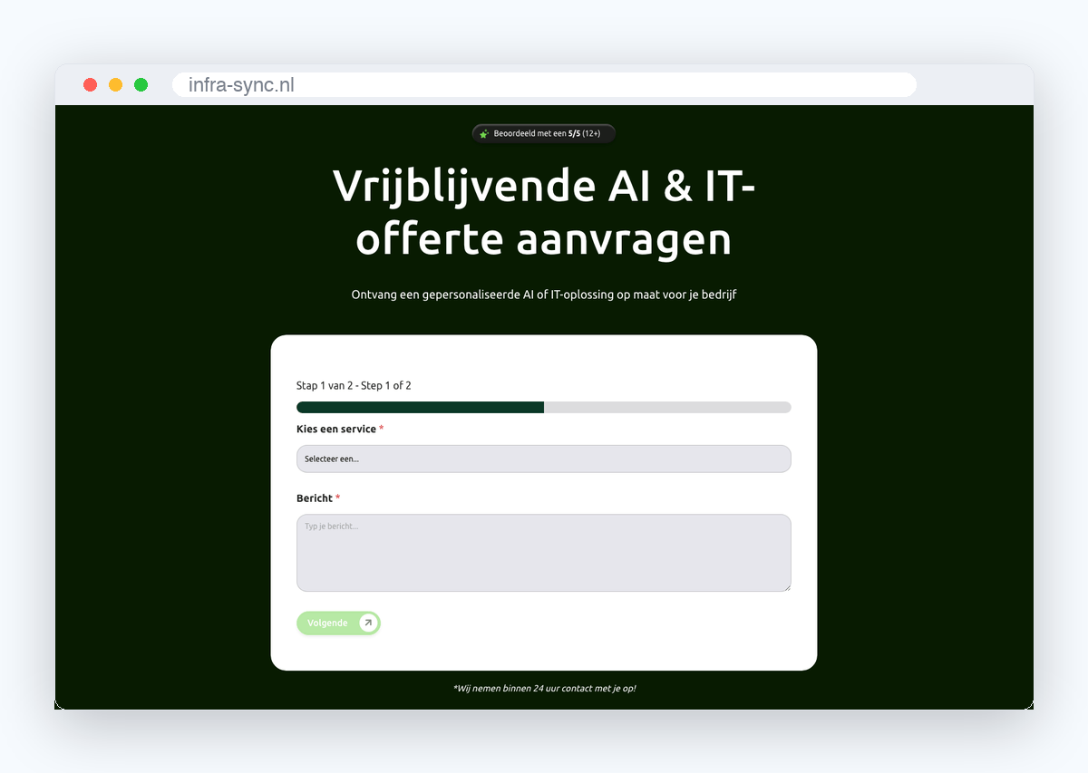 Website van Infra-Sync, schermafbeelding uit de klantcase