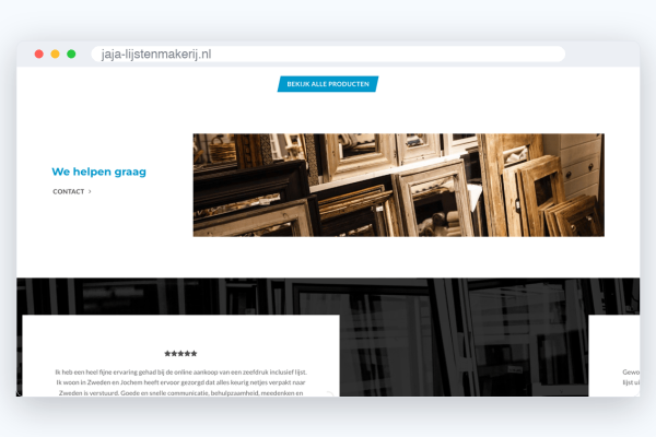 n5-jj-s1 Website van J.A.J.A. Lijstenmakerij, schermafbeelding uit de klantcase