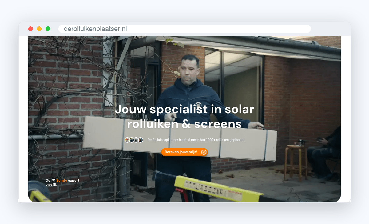 Website van De Rolluikenplaatser, schermafbeelding uit de klantcase