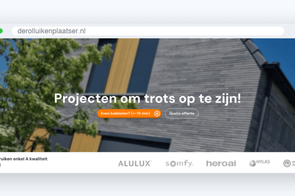Website van De Rolluikenplaatser, schermafbeelding uit de klantcase