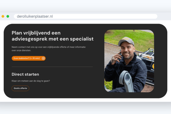Website van De Rolluikenplaatser, schermafbeelding uit de klantcase