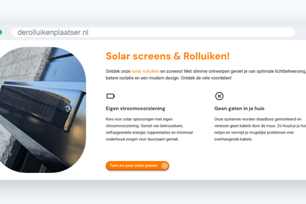 Website van De Rolluikenplaatser, schermafbeelding uit de klantcase