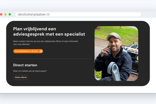 Website van De Rolluikenplaatser, schermafbeelding uit de klantcase