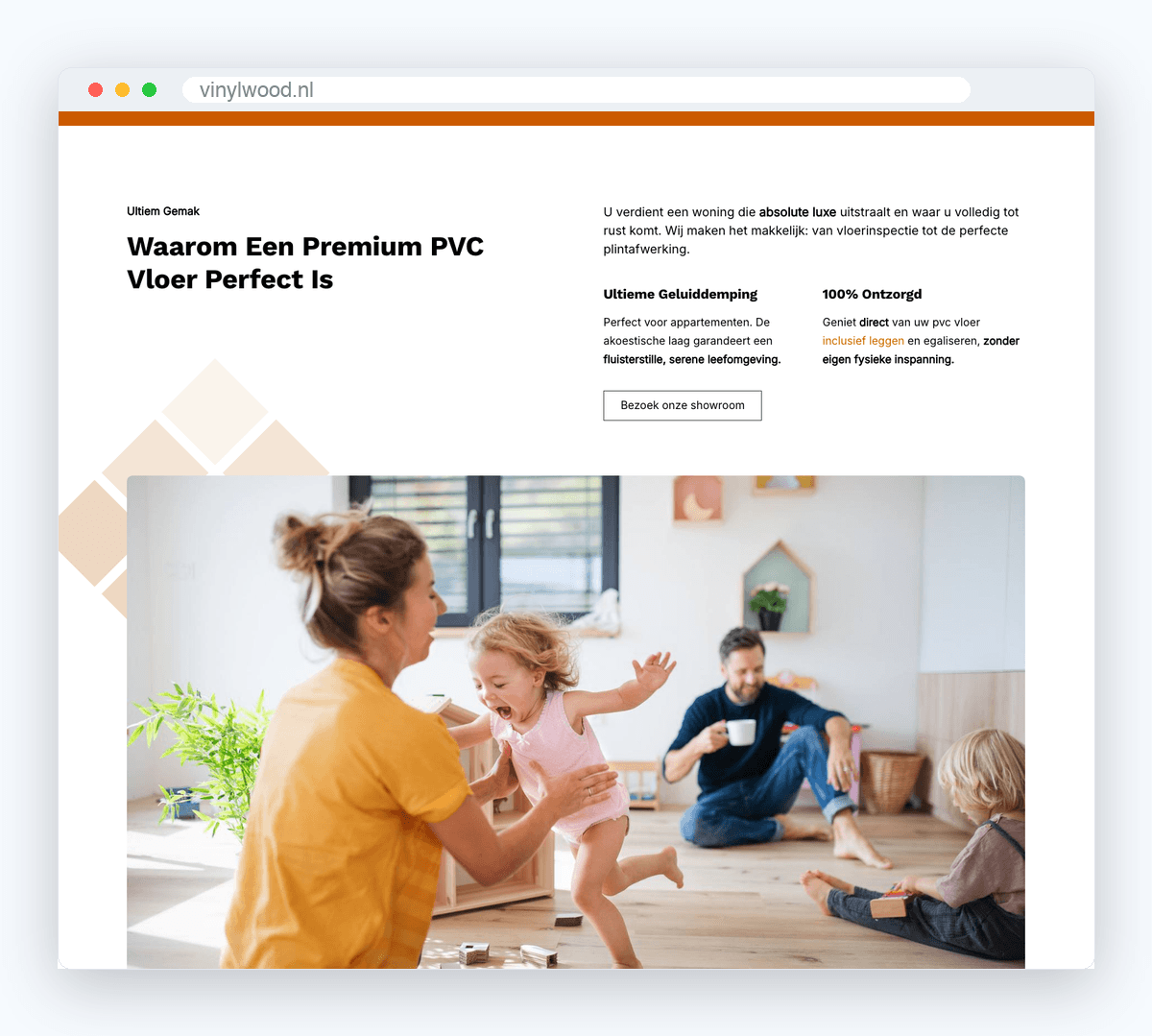 Website van Vinylwood, schermafbeelding uit de klantcase