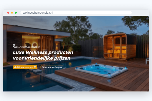 Website van Wellnesshuis Benelux, schermafbeelding uit de klantcase