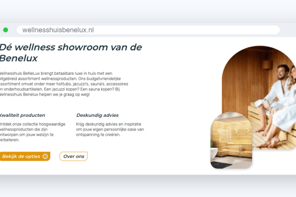 Website van Wellnesshuis Benelux, schermafbeelding uit de klantcase