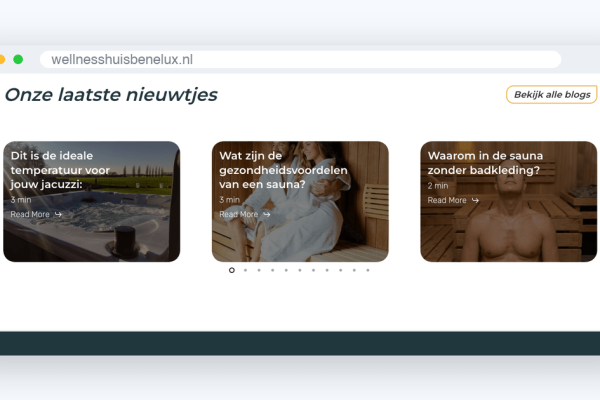 Website van Wellnesshuis Benelux, schermafbeelding uit de klantcase