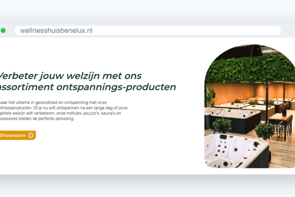 Website van Wellnesshuis Benelux, schermafbeelding uit de klantcase