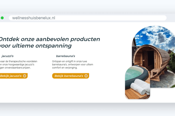 Website van Wellnesshuis Benelux, schermafbeelding uit de klantcase