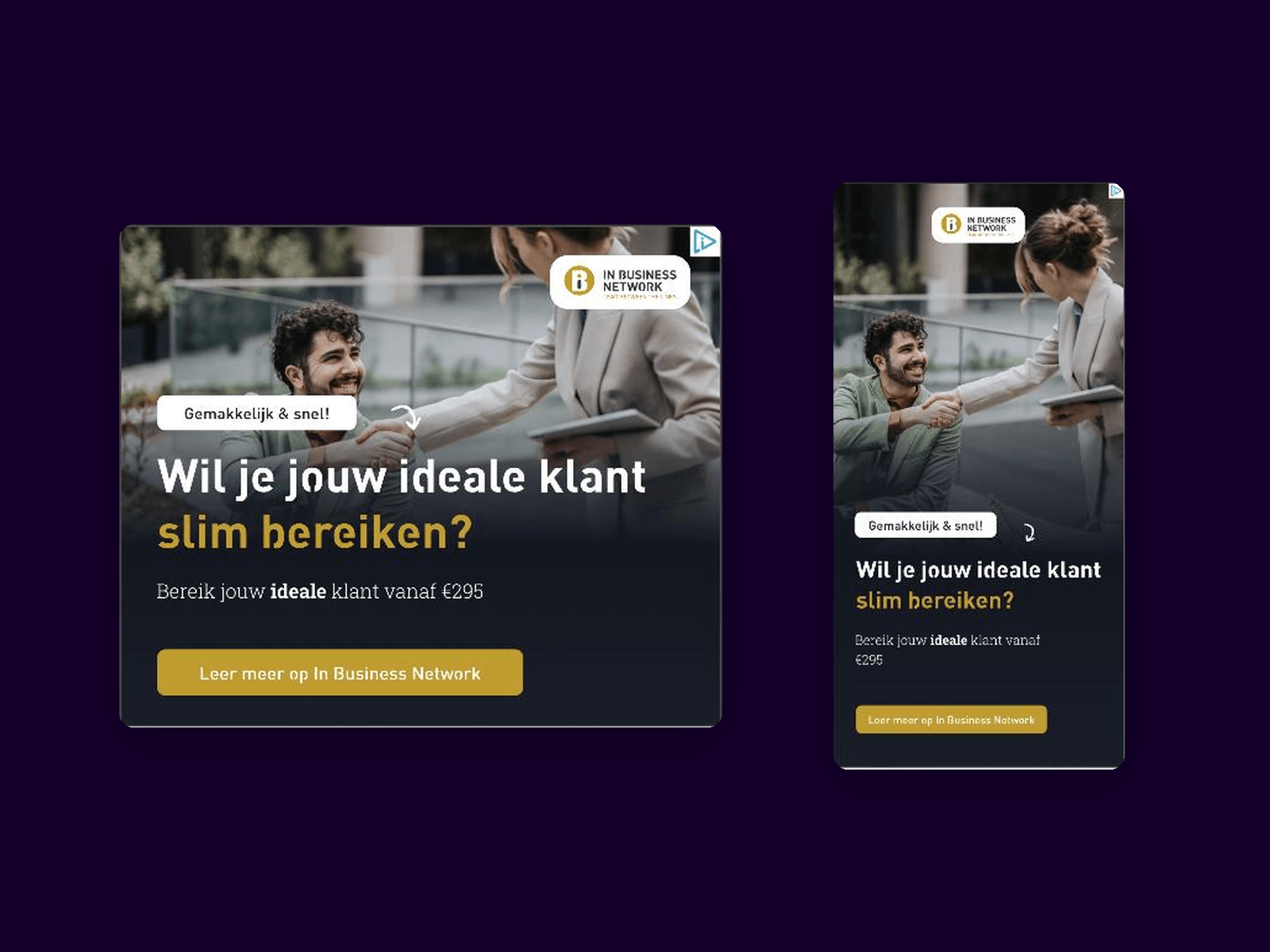Website van In Business Network op tablet en telefoon