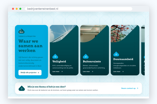 bedrijventerreinenbest vijf themas veiligheid buitenruimte duurzaamheid Themakaarten in plectrumvorm op bedrijventerreinenbest.nl: veiligheid, buitenruimte, duurzaamheid