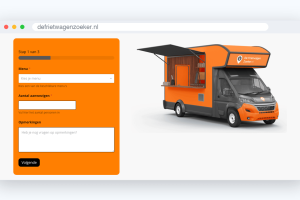 Website van De Frietwagen Zoeker, schermafbeelding uit de klantcase