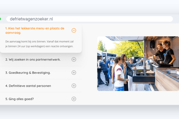 Website van De Frietwagen Zoeker, schermafbeelding uit de klantcase