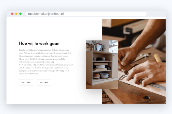 Werkwijzepagina van meubelmakerijvanhout.nl: hoe wij te werk gaan