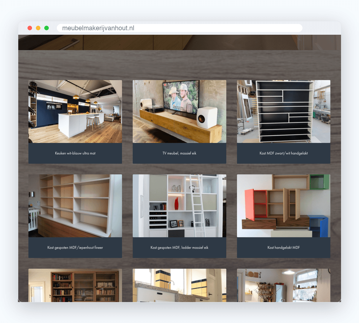 Portfoliopagina Onze werken van Meubelmakerij VanHout met foto's van maatwerk