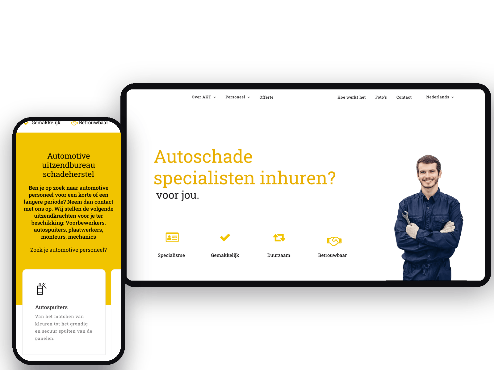 Website van AKT Autoschade, schermafbeelding uit de klantcase