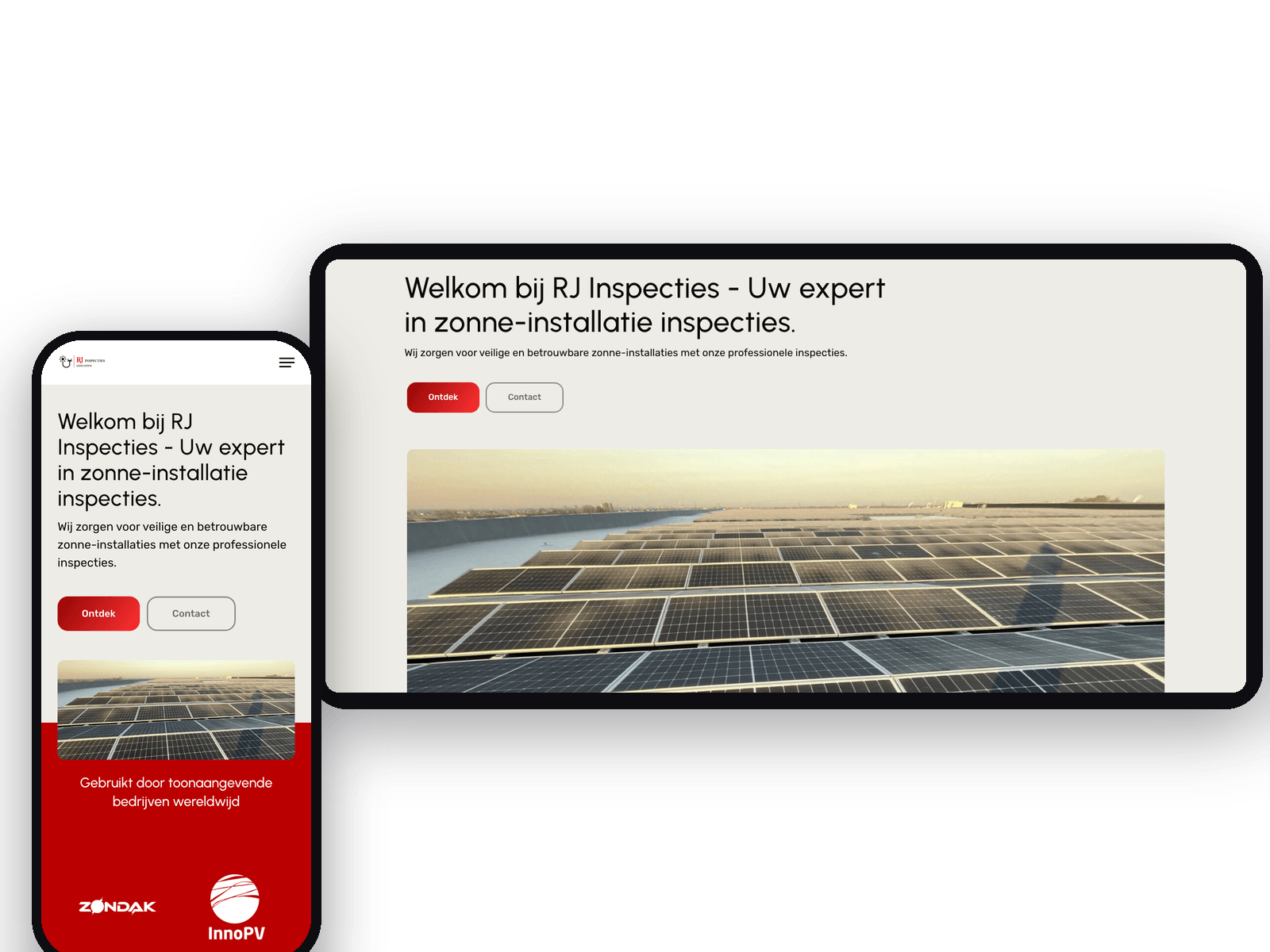 Website van RJ Inspecties, schermafbeelding uit de klantcase