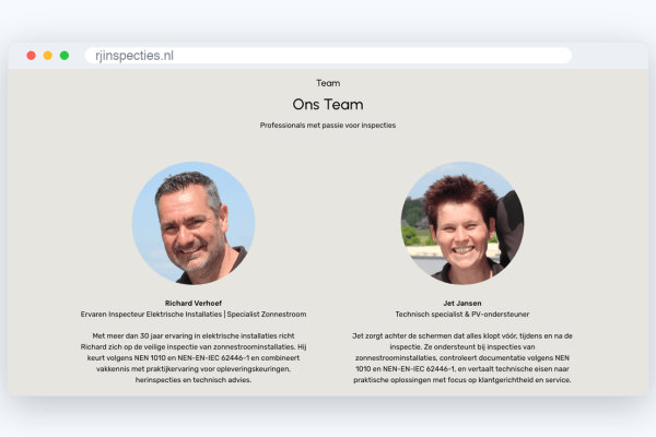 rji-blok-team Website van RJ Inspecties, schermafbeelding uit de klantcase