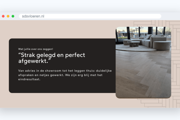 Website van SDS Vloeren, schermafbeelding uit de klantcase