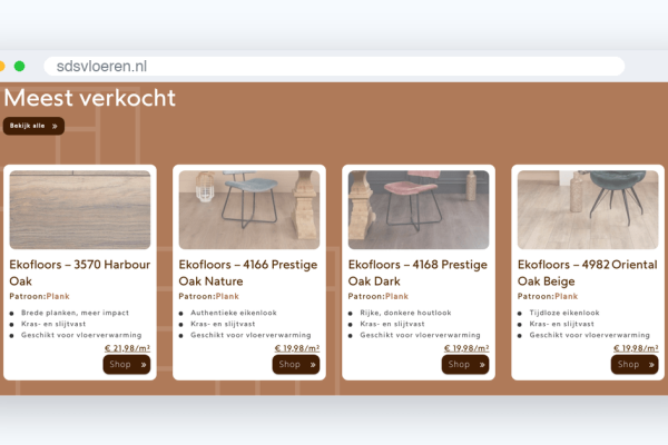 Website van SDS Vloeren, schermafbeelding uit de klantcase