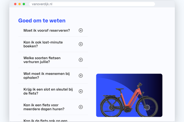 vanoverdijk fietsverhuur veelgestelde vragen Veelgestelde vragen over fietsverhuur op vanoverdijk.nl