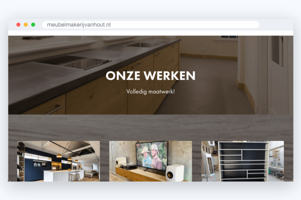 Website van Meubelmakerij VanHout, schermafbeelding uit de klantcase