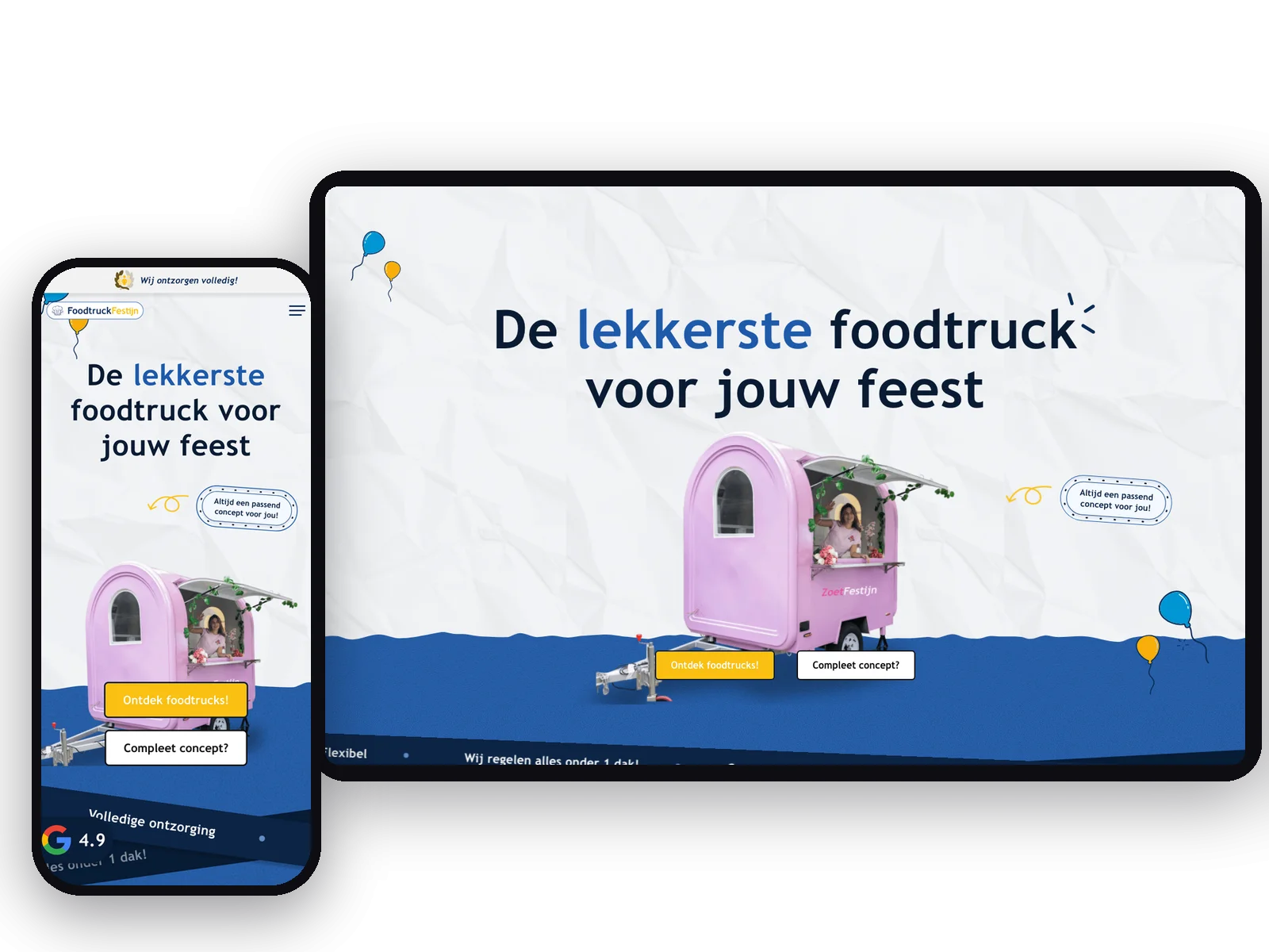 Website van Foodtruckfestijn, schermafbeelding uit de klantcase
