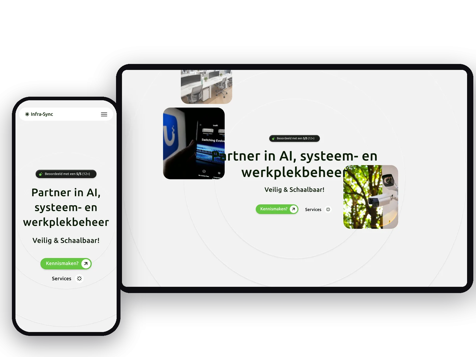 Website van Infra-Sync op tablet en telefoon