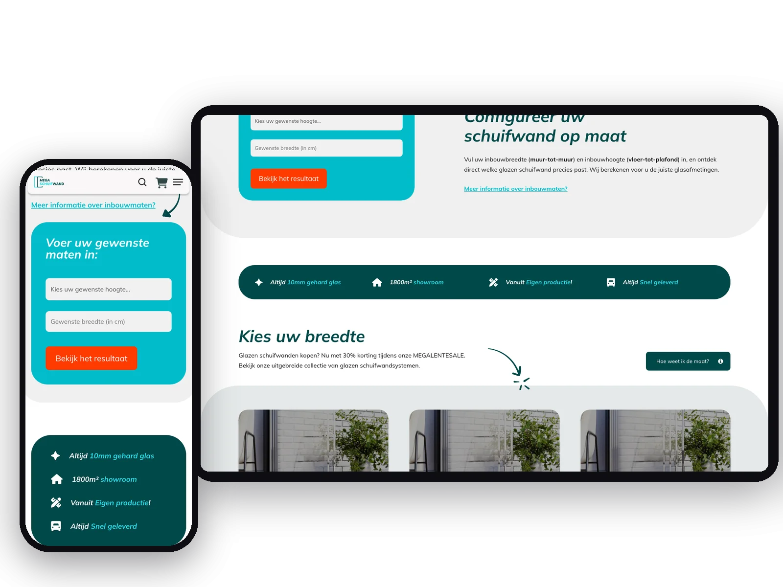 Webshop van Megaschuifwand op tablet en telefoon