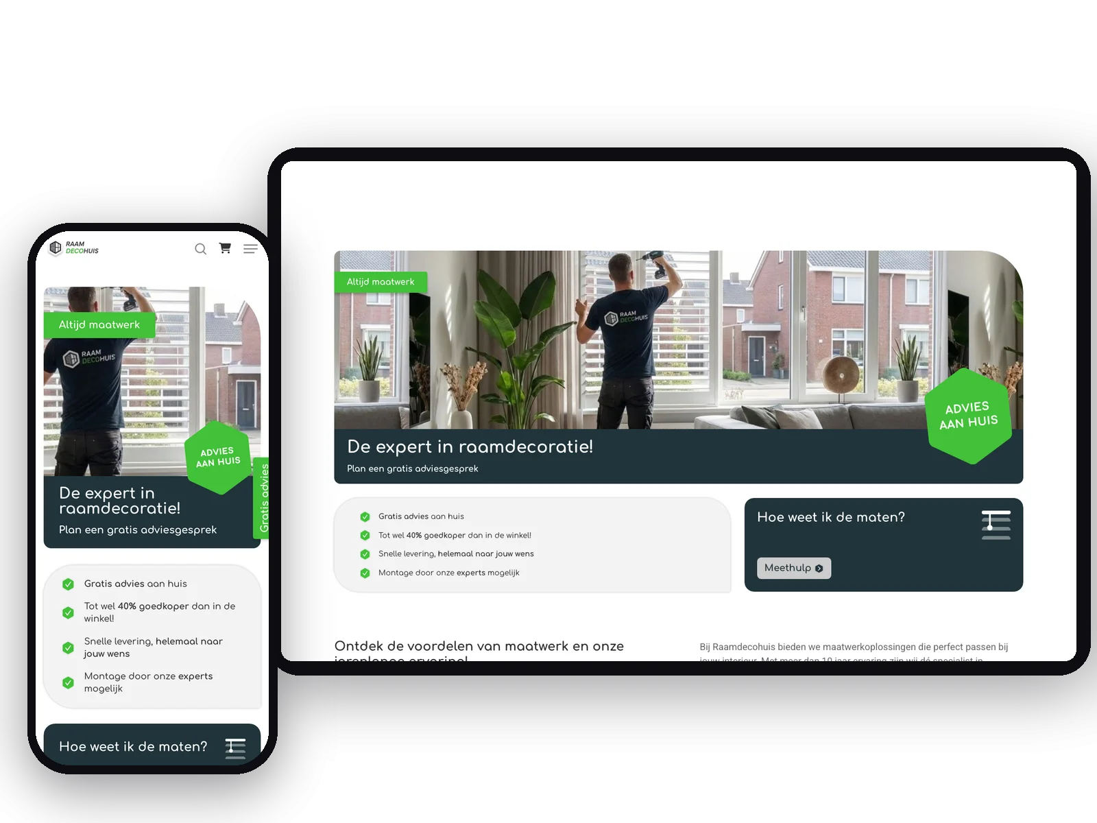 Website van Raamdecohuis, schermafbeelding uit de klantcase