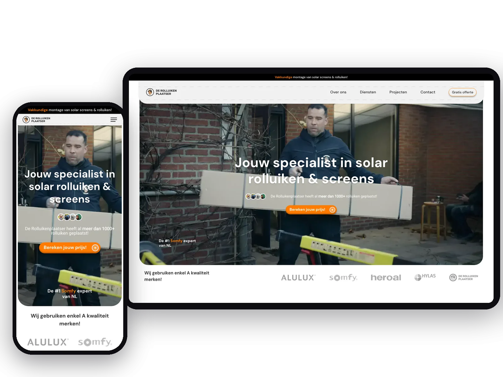 Website van De Rolluikenplaatser, schermafbeelding uit de klantcase