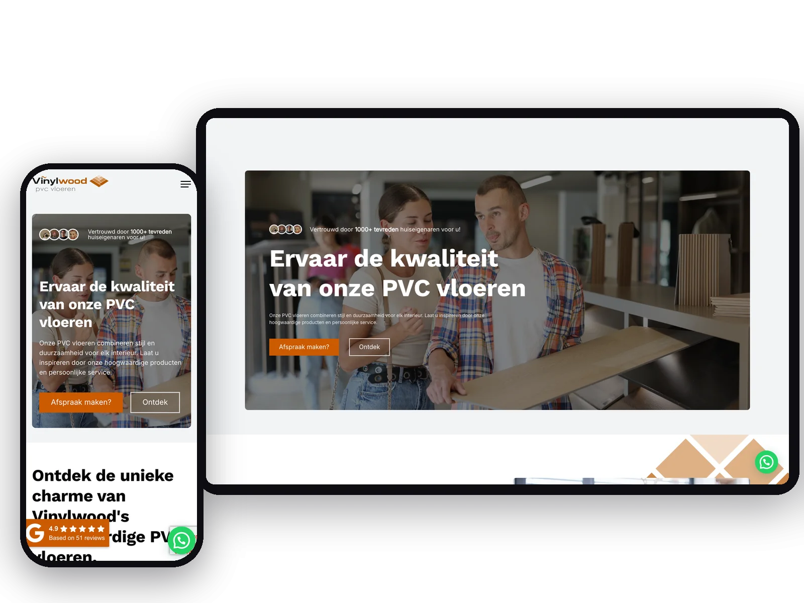 Website van Vinylwood, schermafbeelding uit de klantcase