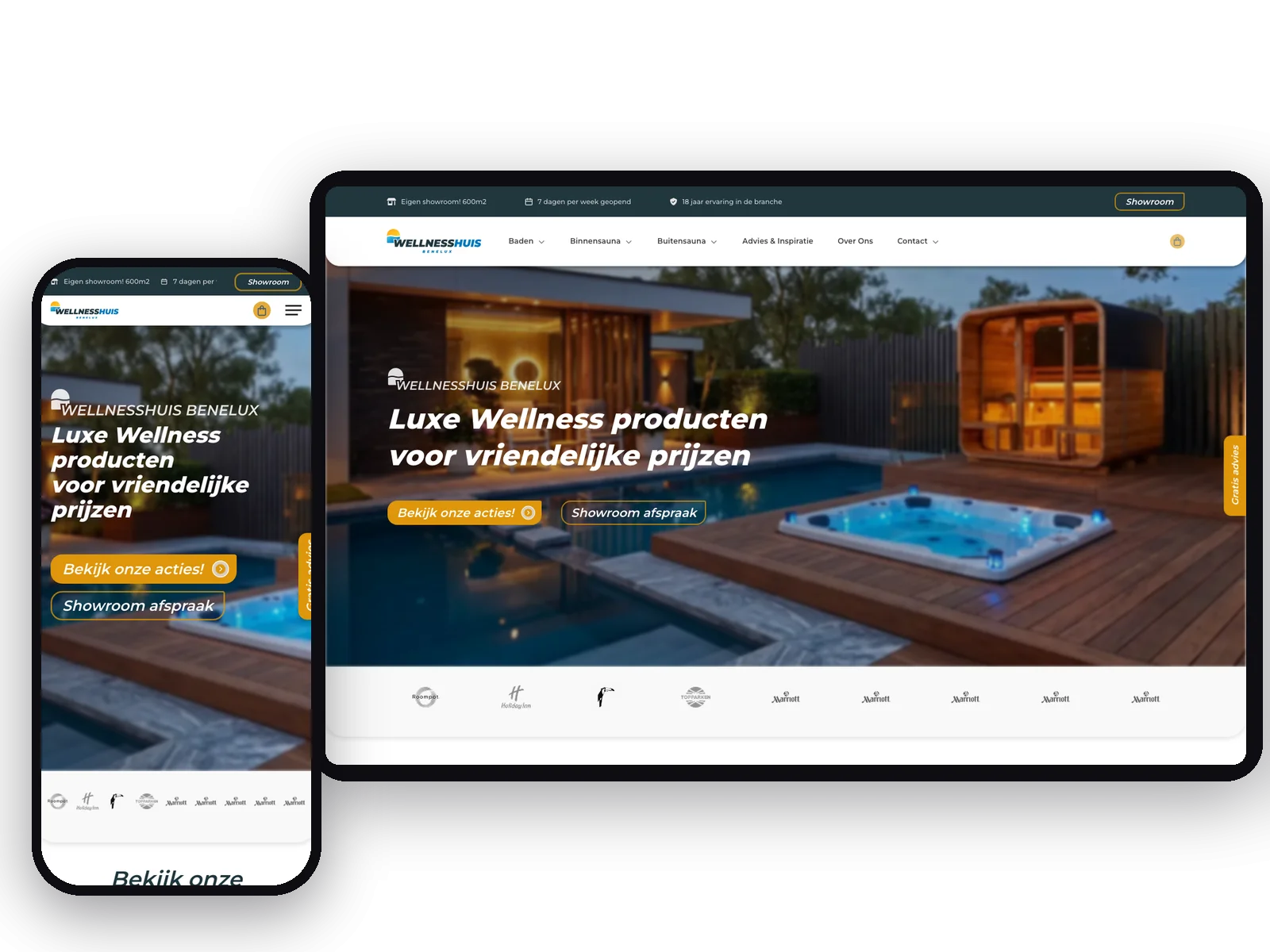 Website van Wellnesshuis Benelux, schermafbeelding uit de klantcase