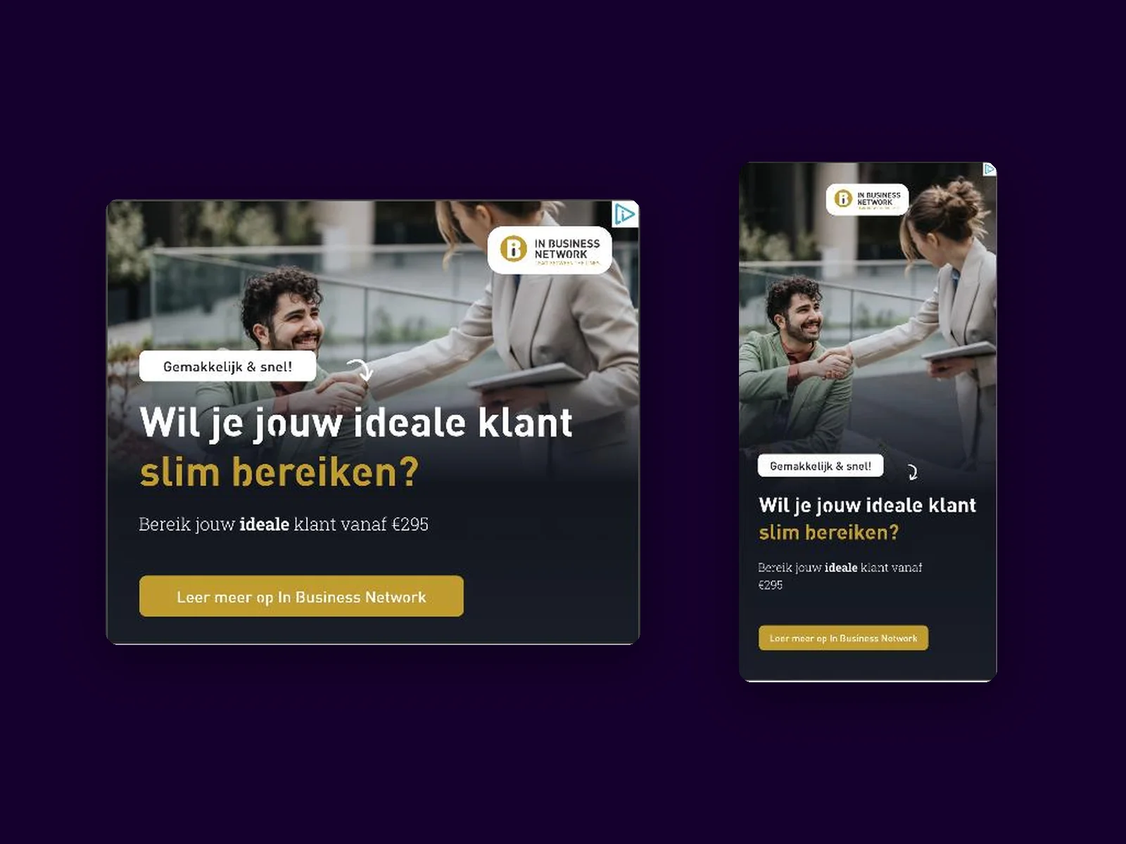 Website van In Business Network op tablet en telefoon
