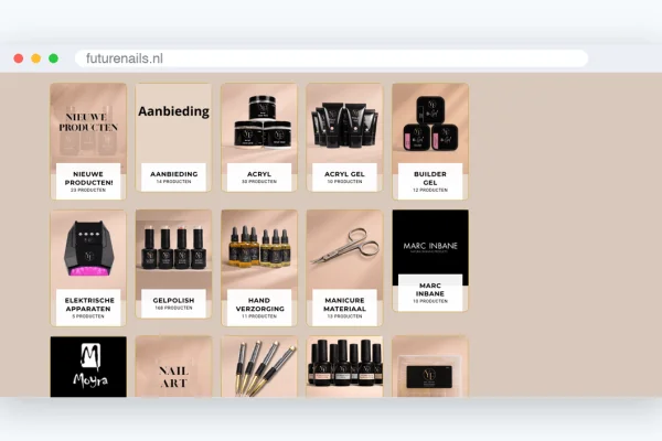 Website van Future Nails, schermafbeelding uit de klantcase